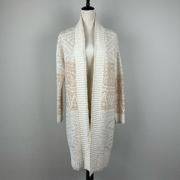 JOIE Longline Nordic Duster Cardigan in Cream/Tan Bouclé Knit Size X-Small (NWT) - Picture 2 of 14